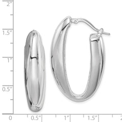 Sterling Silver Polished Rhodium Plated Hollow Hoop Earrings