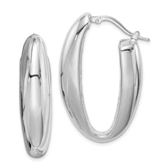 Sterling Silver Polished Rhodium Plated Hollow Hoop Earrings