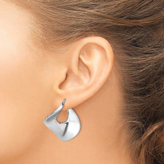 Rhodium-plated Sterling Silver Twisted Hollow Hoop Earrings