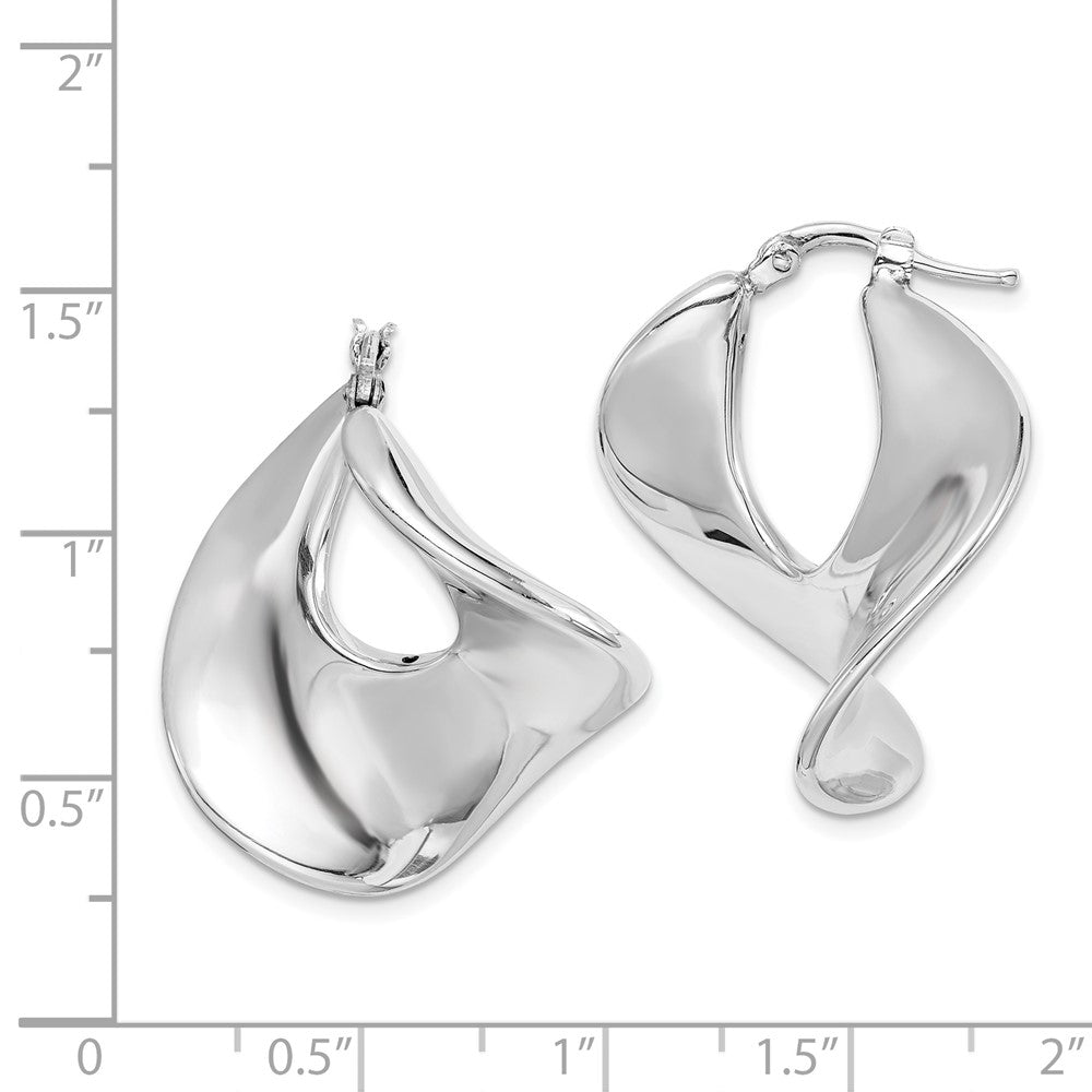 Rhodium-plated Sterling Silver Twisted Hollow Hoop Earrings