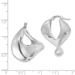Rhodium-plated Sterling Silver Twisted Hollow Hoop Earrings