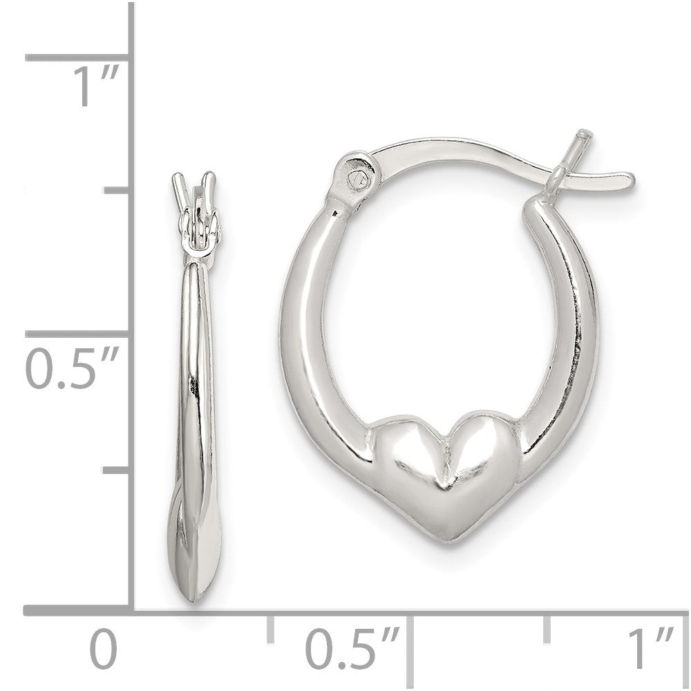 Sterling Silver Heart Hoop Earrings