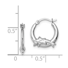 Rhodium-plated Sterling Silver Dolphin Hoop Earrings