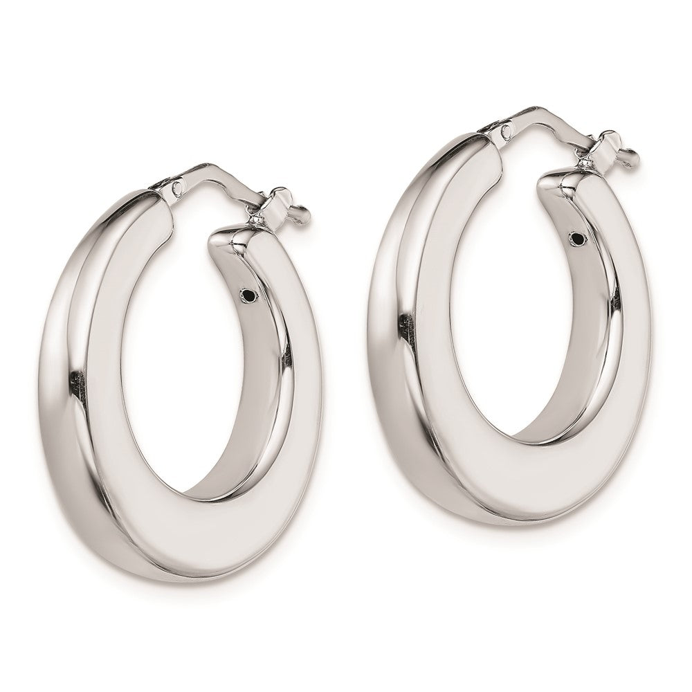 Sterling Silver Polished Rhodium Plated Hollow Hoop Earrings