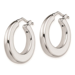 Sterling Silver Polished Rhodium Plated Hollow Hoop Earrings