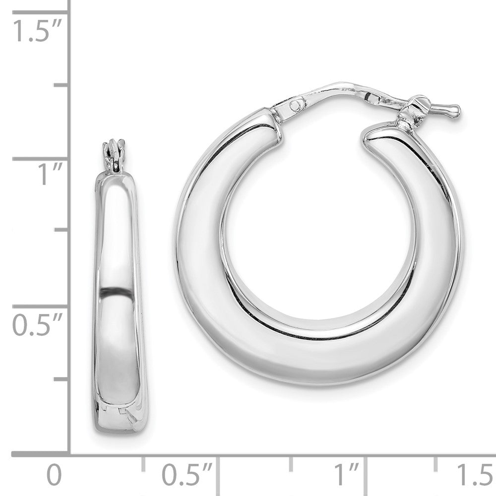 Sterling Silver Polished Rhodium Plated Hollow Hoop Earrings