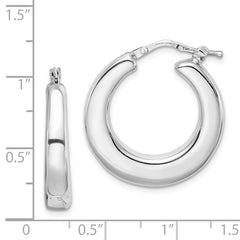 Sterling Silver Polished Rhodium Plated Hollow Hoop Earrings