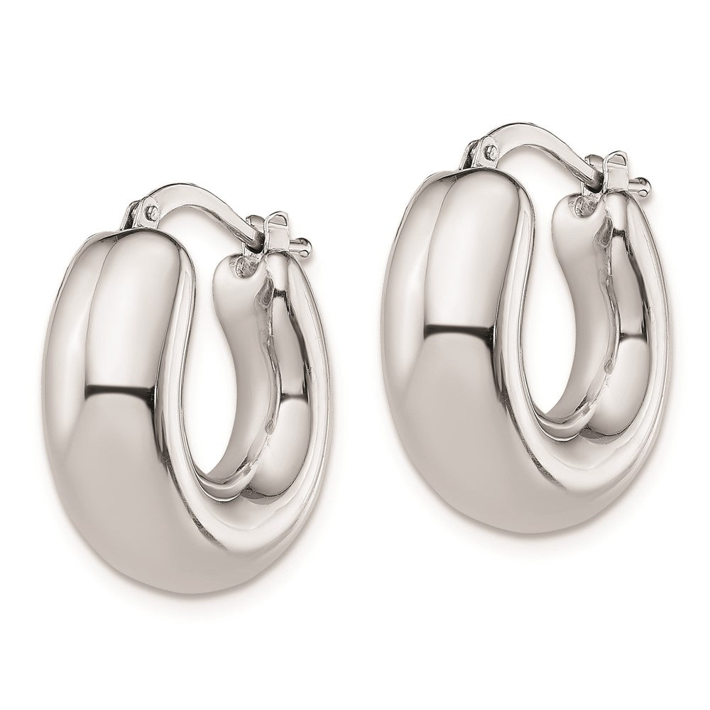 Sterling Silver Polished Rhodium Plated Hollow Hoop Earrings