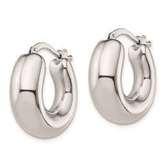 Sterling Silver Polished Rhodium Plated Hollow Hoop Earrings