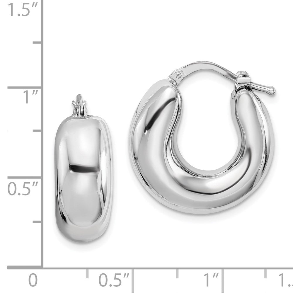 Sterling Silver Polished Rhodium Plated Hollow Hoop Earrings