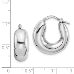 Sterling Silver Polished Rhodium Plated Hollow Hoop Earrings