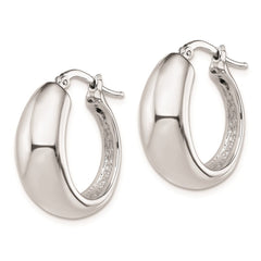 Sterling Silver Polished Rhodium Plated Hollow Hoop Earrings
