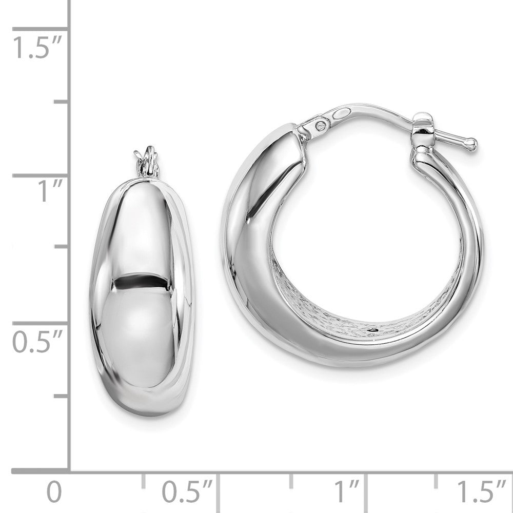 Sterling Silver Polished Rhodium Plated Hollow Hoop Earrings