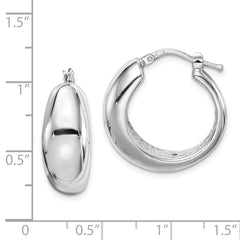 Sterling Silver Polished Rhodium Plated Hollow Hoop Earrings