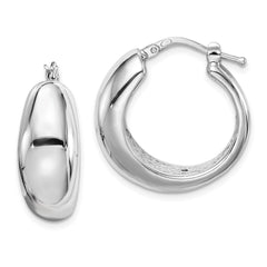 Sterling Silver Polished Rhodium Plated Hollow Hoop Earrings