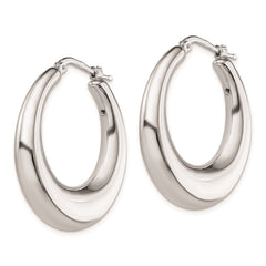 Sterling Silver Polished Rhodium Plated Hollow Hoop Earrings