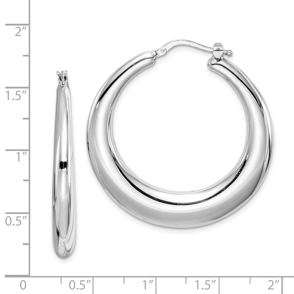 Sterling Silver Polished Rhodium Plated Hollow Hoop Earrings