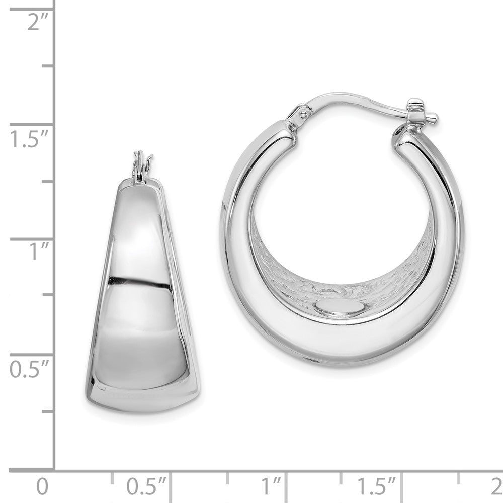 Sterling Silver Polished Rhodium Plated Hollow Hoop Earrings