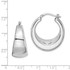 Sterling Silver Polished Rhodium Plated Hollow Hoop Earrings