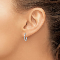 Rhodium-plated Sterling Silver 2mm Twisted Hoop Earrings
