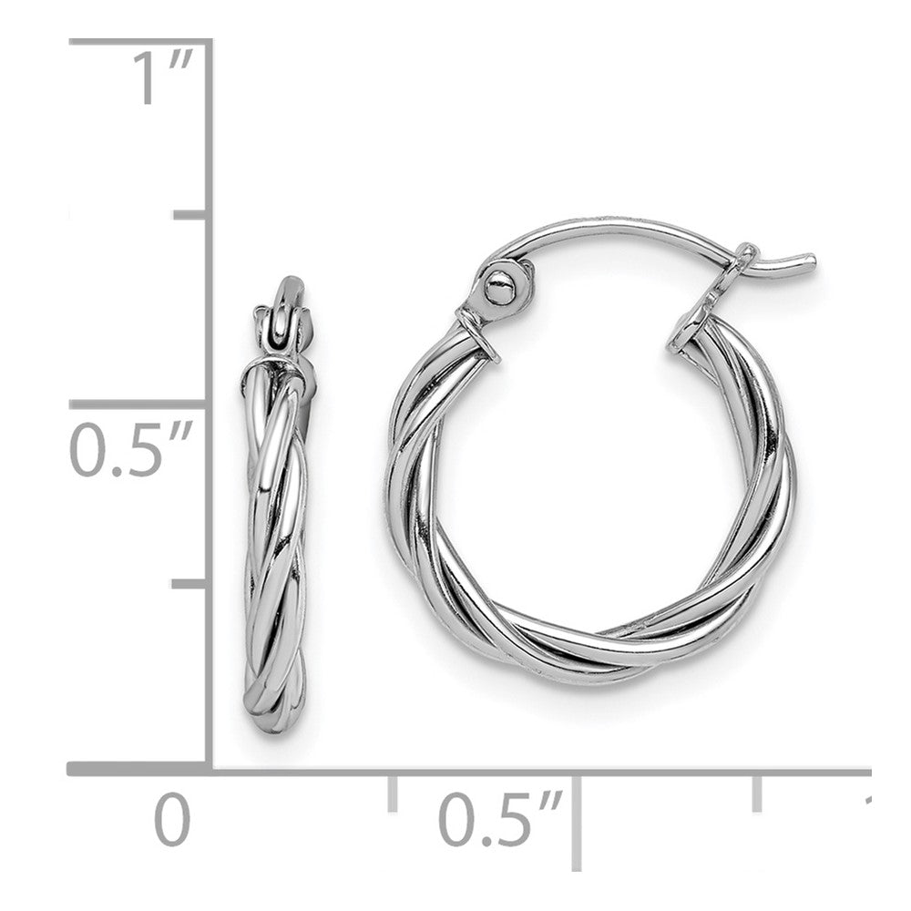 Rhodium-plated Sterling Silver 2mm Twisted Hoop Earrings