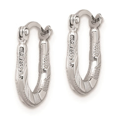 Rhodium-plated Sterling Silver Diamond-cut Hoop Earrings