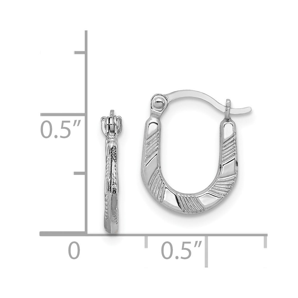 Rhodium-plated Sterling Silver Diamond-cut Hoop Earrings