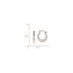 Rhodium-plated Sterling Silver Patterned Hollow Hoop Earrings