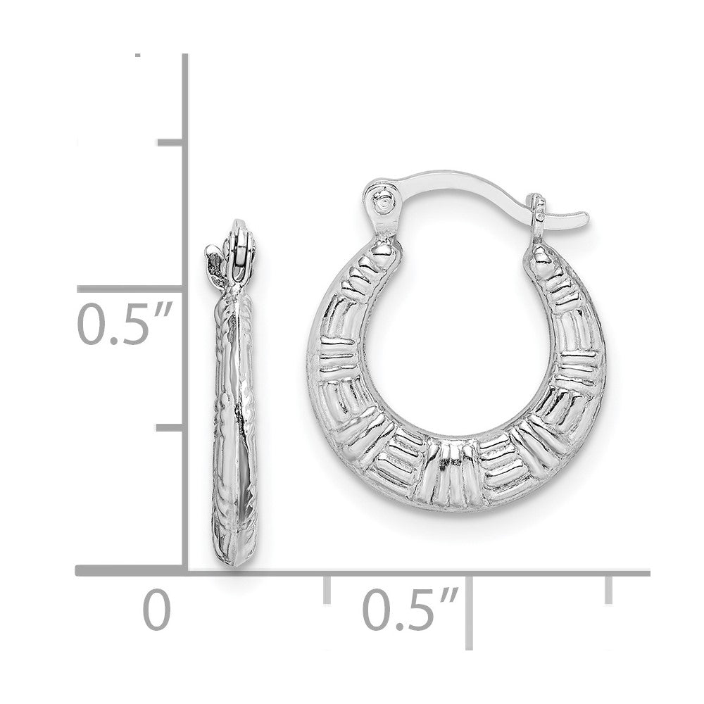 Rhodium-plated Sterling Silver Patterned Hoop Earrings