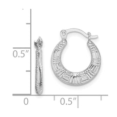 Rhodium-plated Sterling Silver Patterned Hoop Earrings