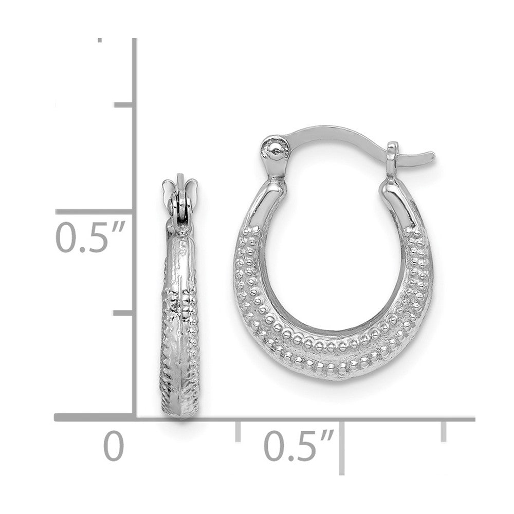 Rhodium-plated Sterling Silver Textured Hollow Hoop Earrings