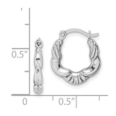 Rhodium-plated Sterling Silver Hollow Scalloped Hoop Earrings