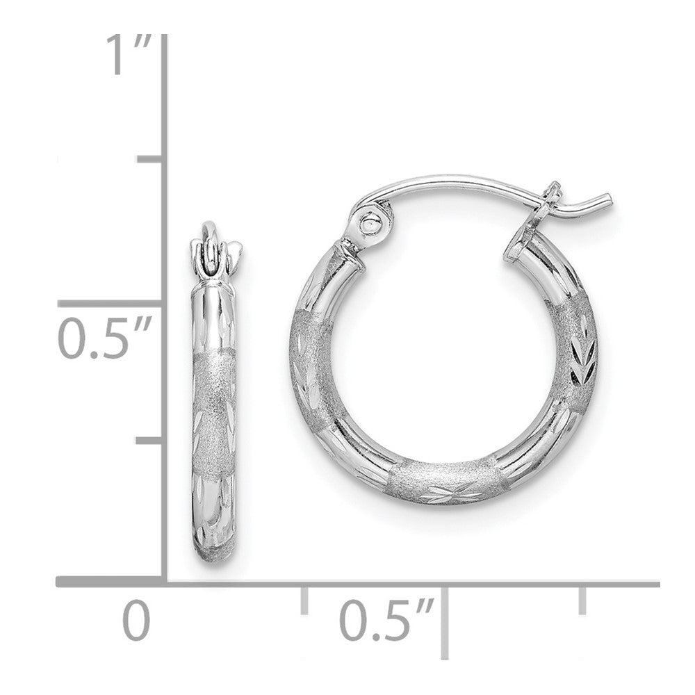 Rhodium-plated Sterling Silver Diamond-cut Hoop Earrings