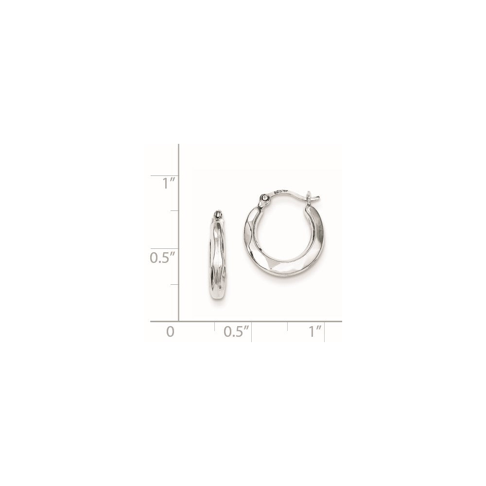 Rhodium-plated Sterling Silver Hollow Hoop Earrings