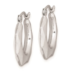 Rhodium-plated Sterling Silver Hollow Fancy Hoop Earrings