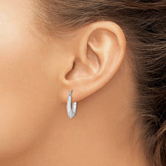 Rhodium-plated Sterling Silver Hollow Fancy Hoop Earrings