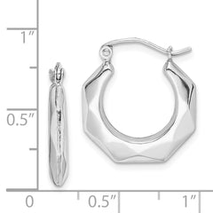 Rhodium-plated Sterling Silver Hollow Fancy Hoop Earrings