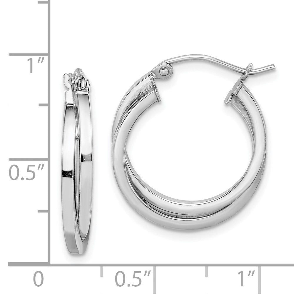 Rhodium-plated Sterling Silver Double Hoop Earrings