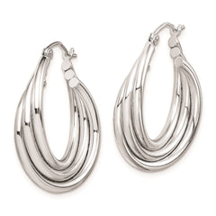 Rhodium-plated Sterling Silver Triple Hoop Earrings