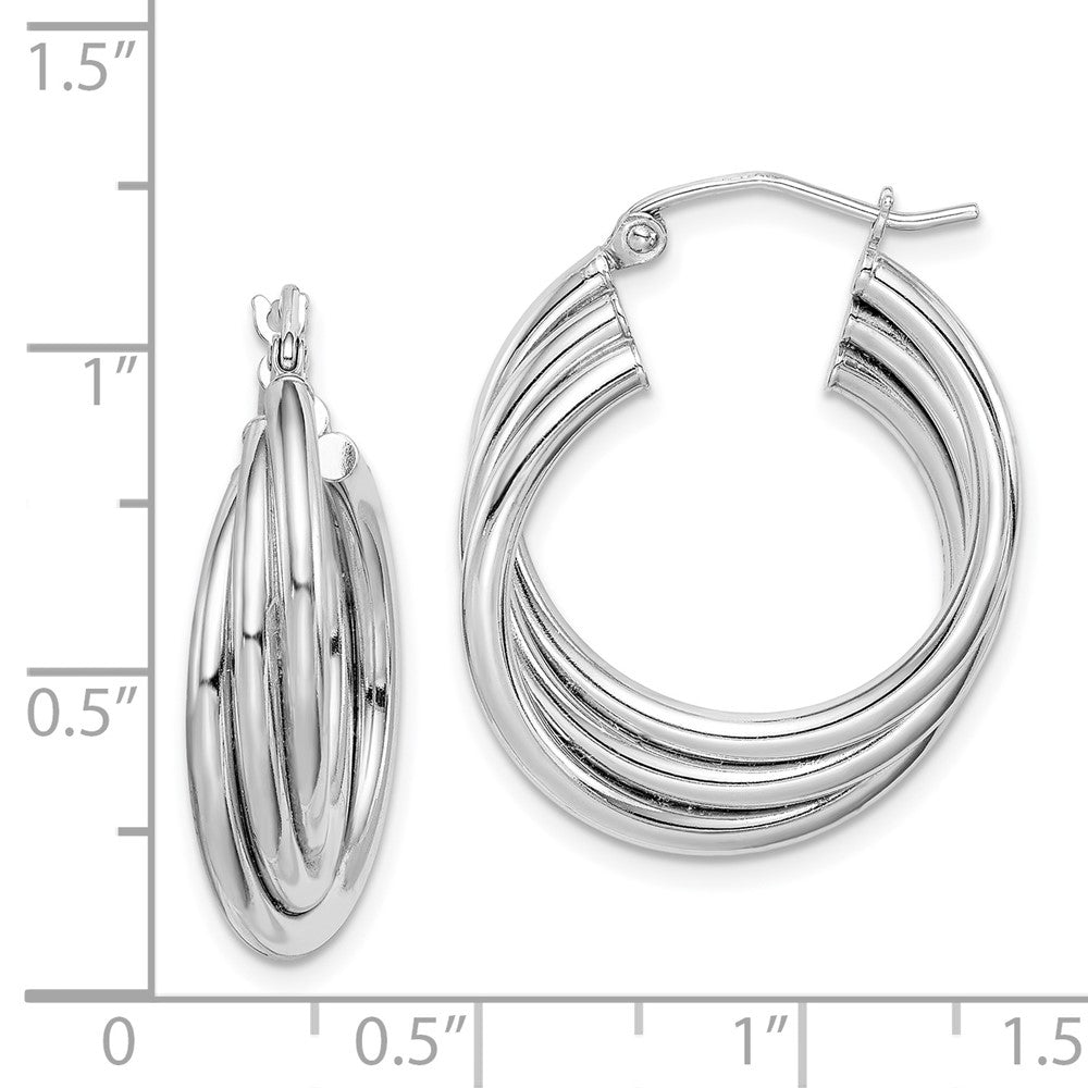 Rhodium-plated Sterling Silver Triple Hoop Earrings