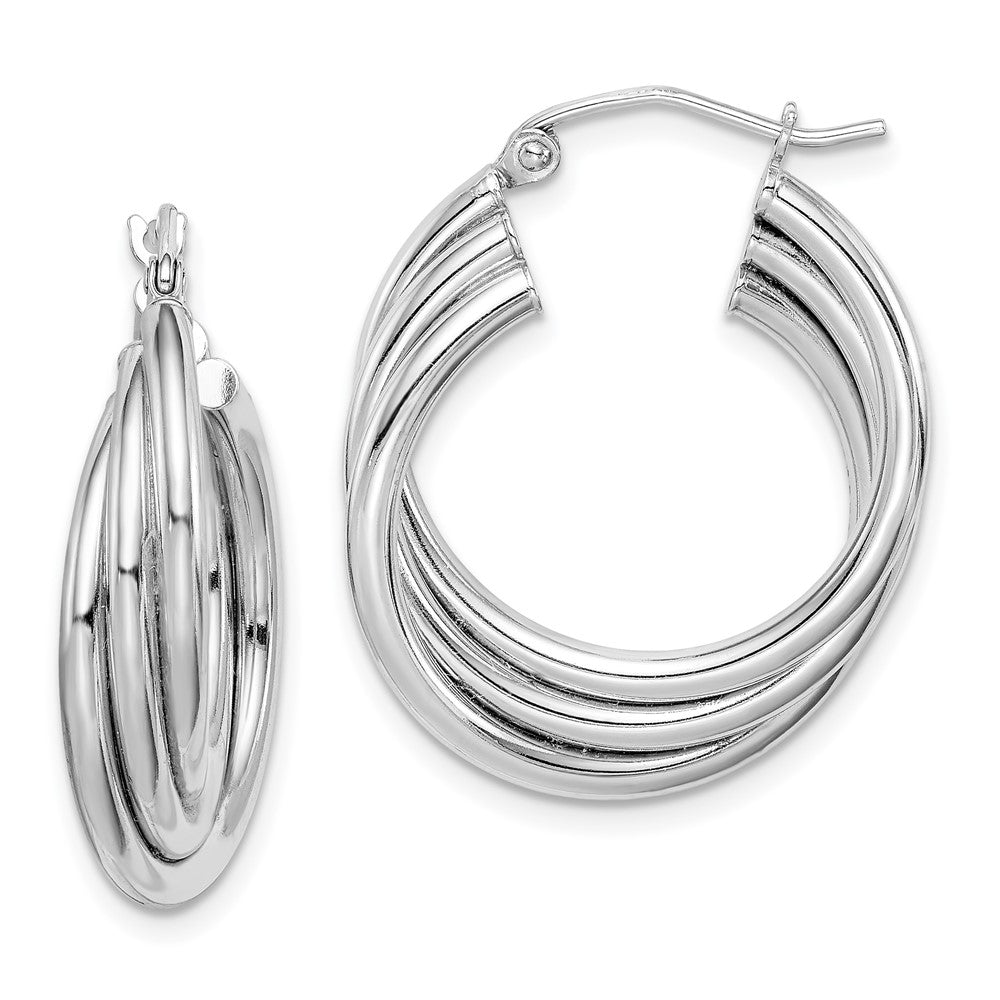 Rhodium-plated Sterling Silver Triple Hoop Earrings