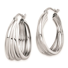 Rhodium-plated Sterling Silver Triple Hoop Earrings