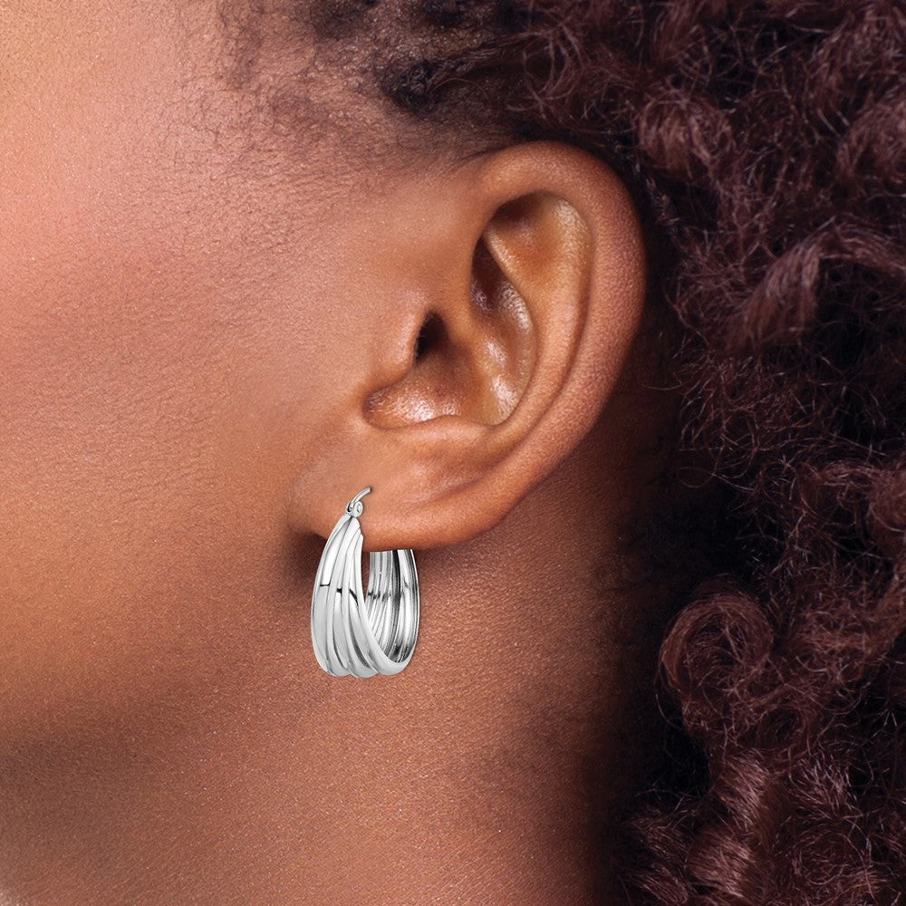 Rhodium-plated Sterling Silver Triple Hoop Earrings