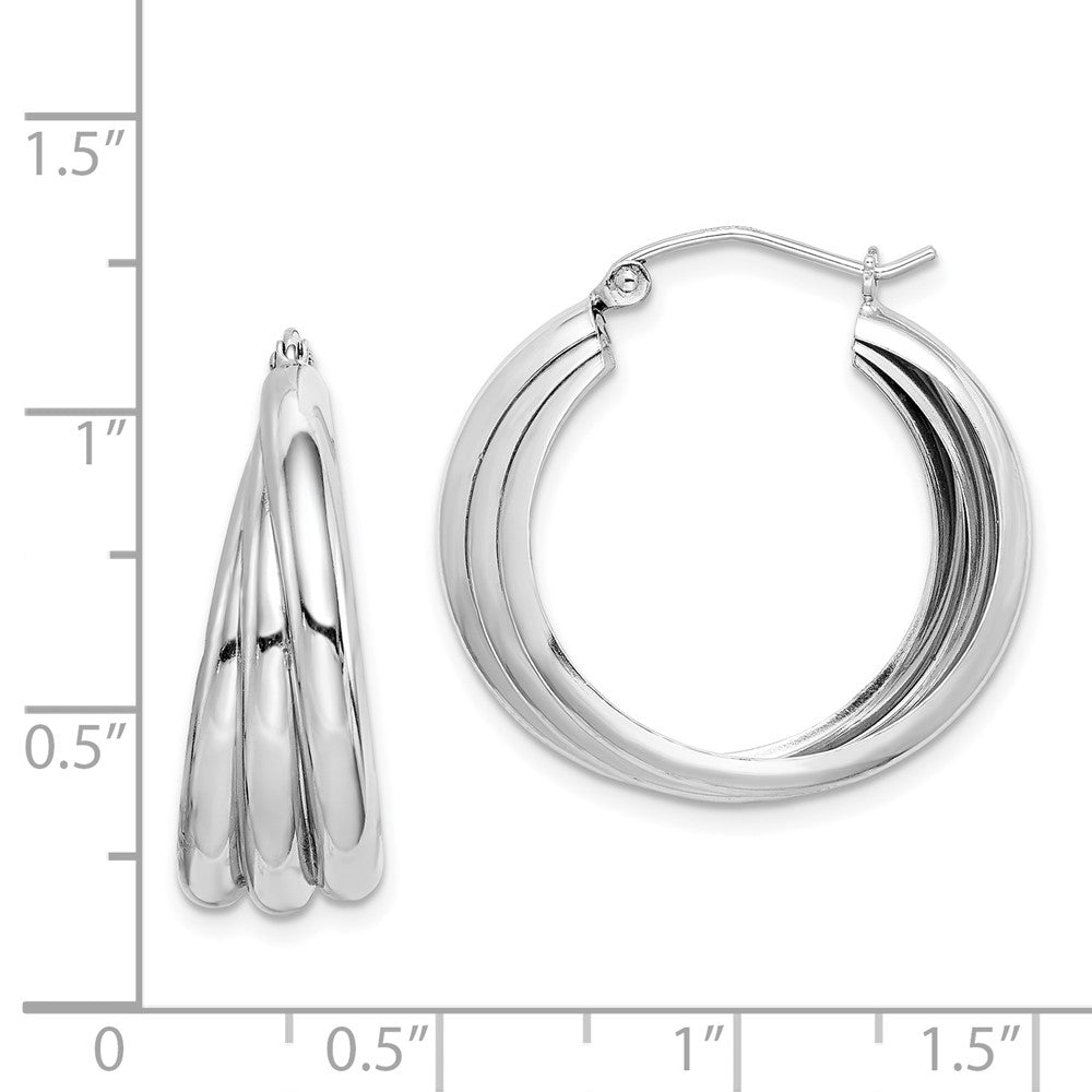Rhodium-plated Sterling Silver Triple Hoop Earrings