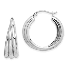 Rhodium-plated Sterling Silver Triple Hoop Earrings