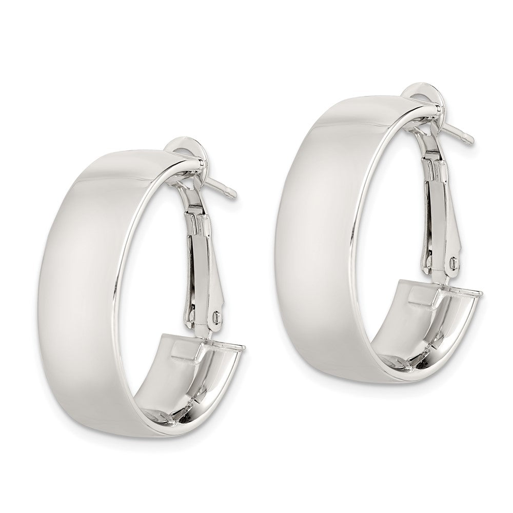 Sterling Silver Polished 10mm Omega Back Hoop Earrings