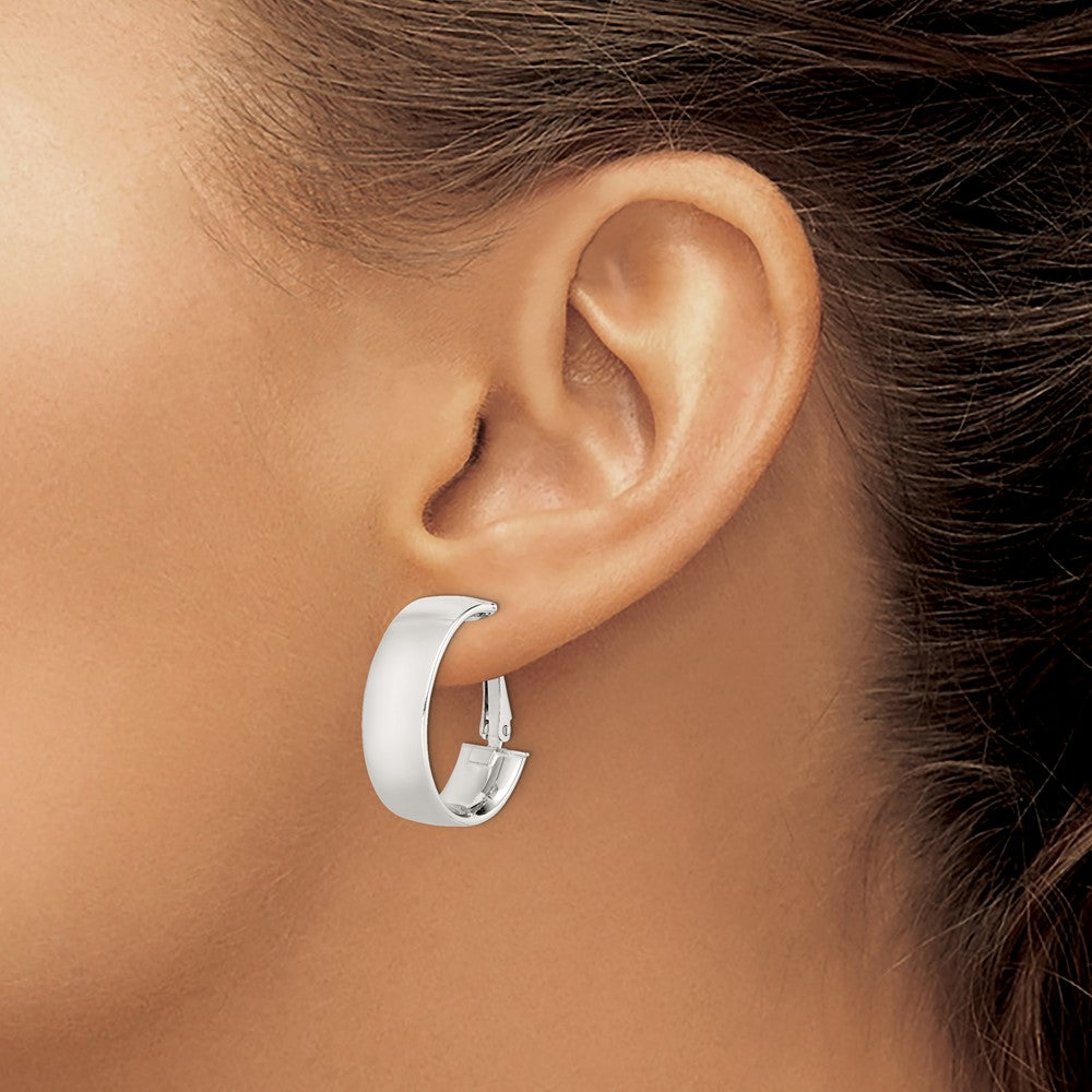 Sterling Silver Polished 10mm Omega Back Hoop Earrings