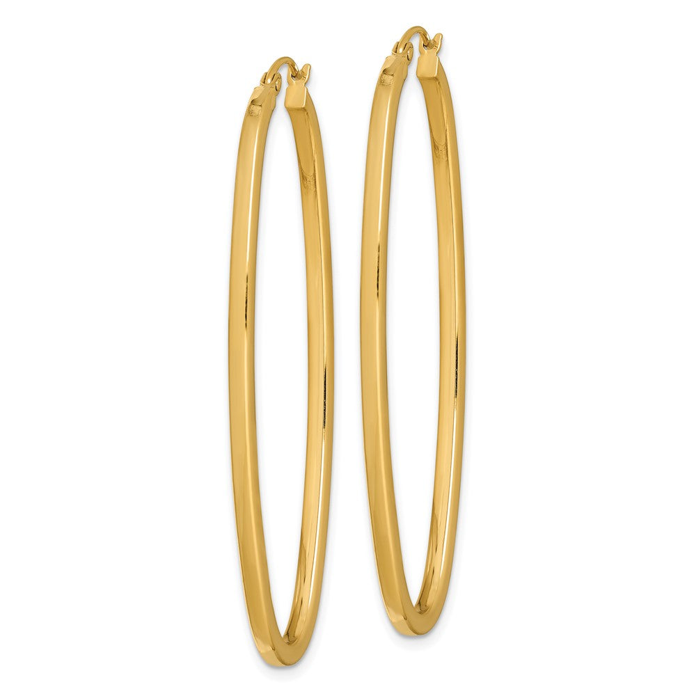 Yellow Gold-plated Sterling Silver Square Tube 2.5mm Oval Hoop Earrings
