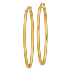 Yellow Gold-plated Sterling Silver Square Tube 2.5mm Oval Hoop Earrings