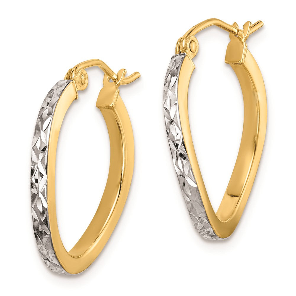 Rhodium-plated Sterling Silver Vermeil Diamond-cut 2.5mm Curved Hoop Earrings